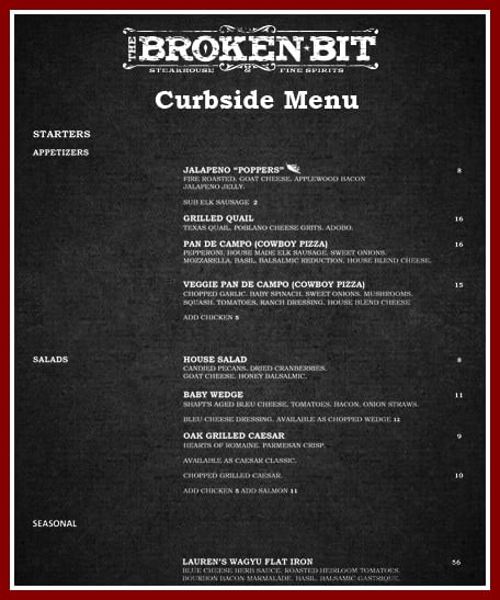 Curbside Menu